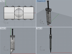 View in Rhino3D of the Buster Sword model